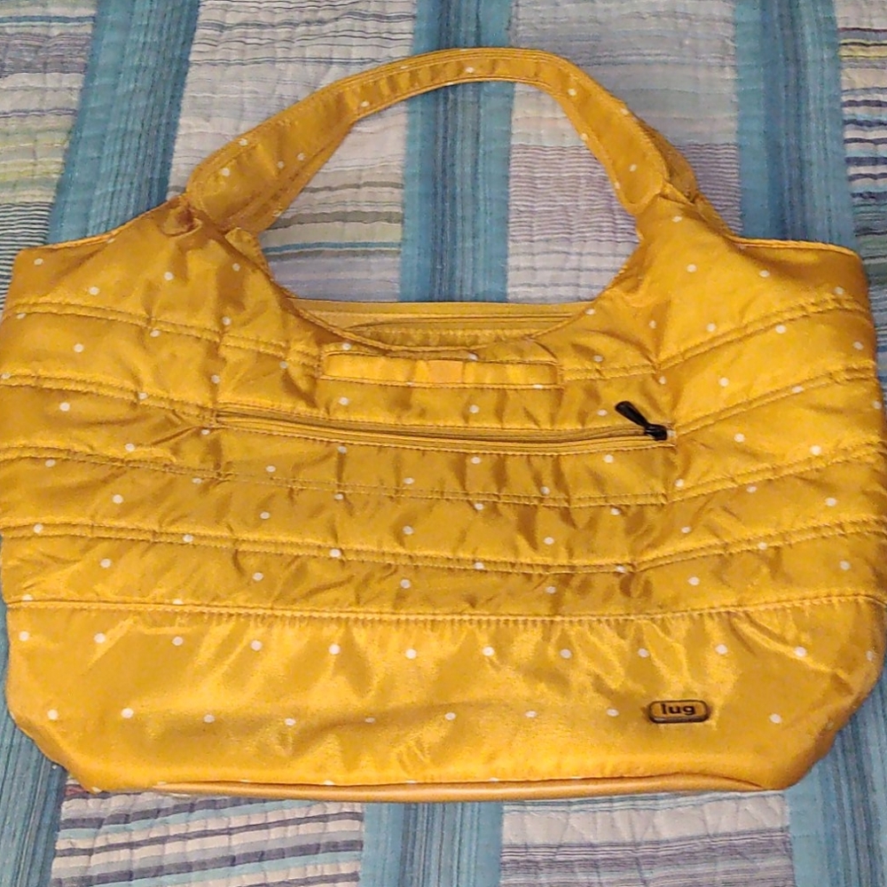 COPY - COPY - Lug Gondala Tote, Yellow with White Polka Dots